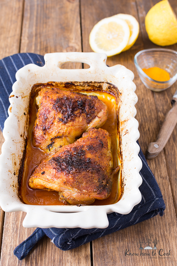 Рецепта за печено пиле с масло, лимон и куркума
